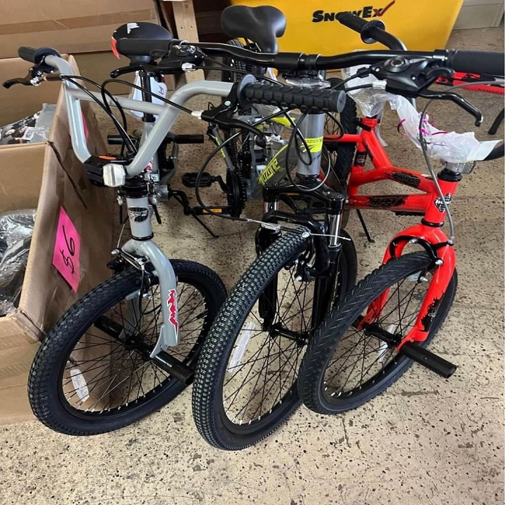 A variety of mountain bikes, road bikes, and hybrid bikes packed in a pallet for sale, available at American Pallet Shop. Bicycle Pallets for Sale at American Pallet Shop