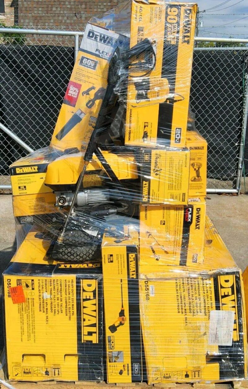 High-Quality Dewalt Tools Pallets for Sale. Shop premium Dewalt Tools Pallets featuring power tools, hand tools, and accessories at unbeatable prices at American Pallet Shop.